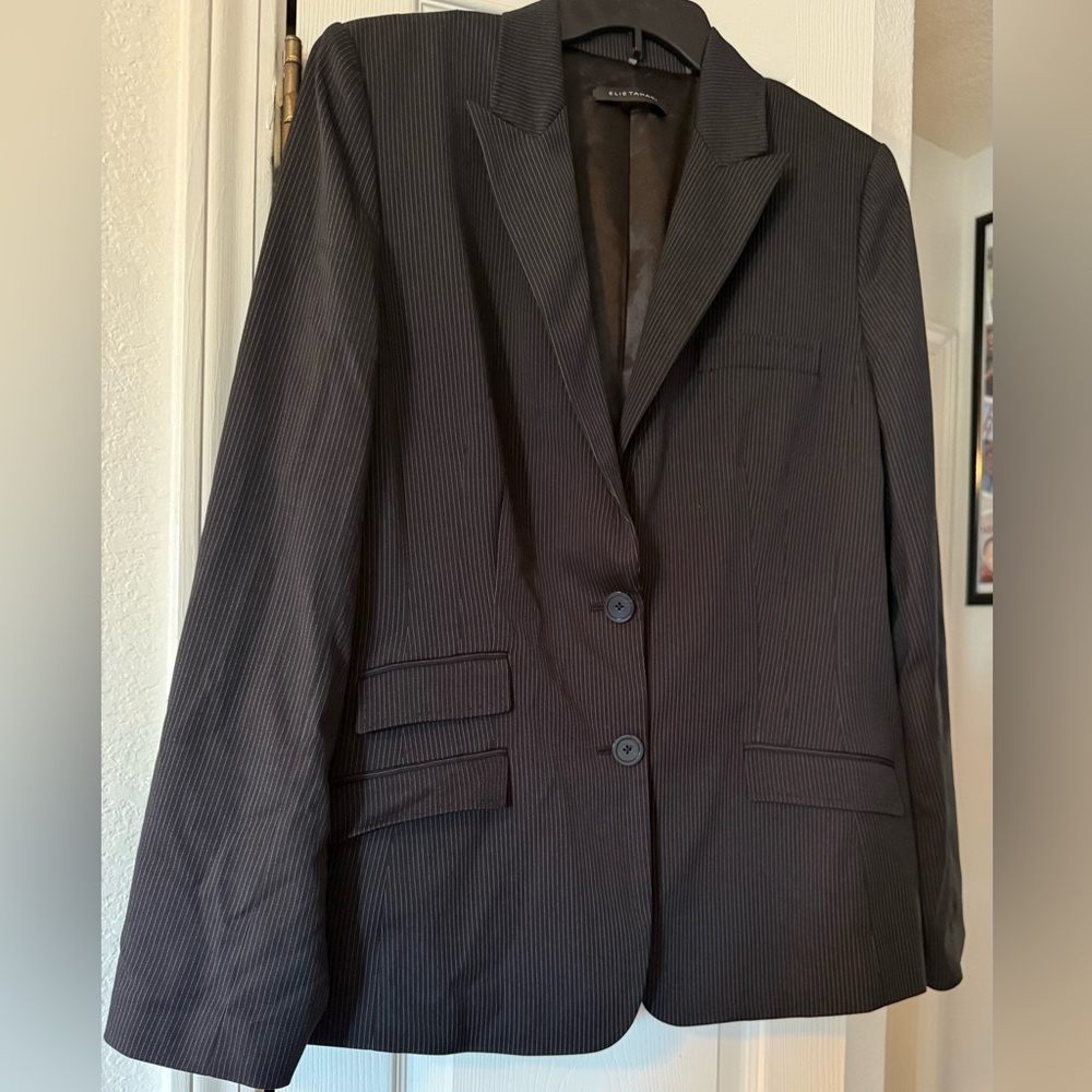 Elie Tahari Charcoal Pinstripe Jacket